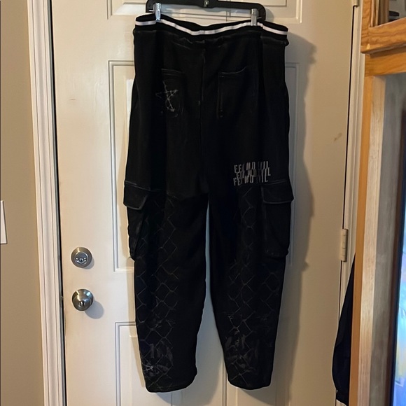 Black Skull & Barbed Wire Girls Wide Leg Lounge Pants Plus Size - Picture 5 of 7